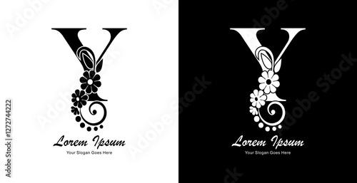 letter Y logo design combined with flowers