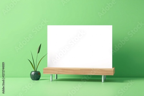 Wallpaper Mural Blank whiteboard on stand with plant in minimalist green room Torontodigital.ca