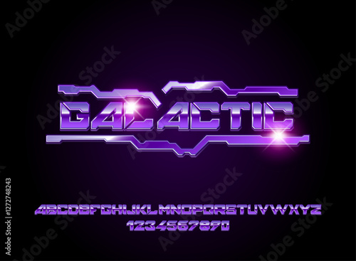modern futuristic space galactic tech text effect with geometric line