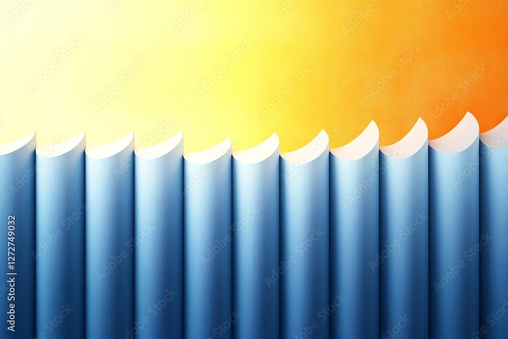Fototapeta premium Abstract Blue Curves Bask in Warm Light. AI Generated