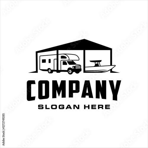 RV and boat storage facility logo with simple style design