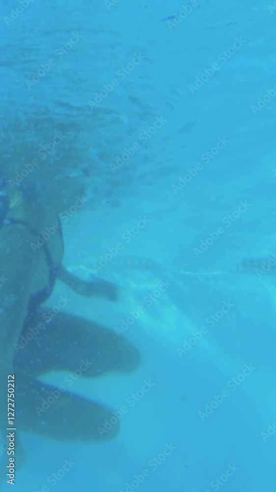Low angle view of fit swimmer in pool Low angle view of fit swimmer in pool