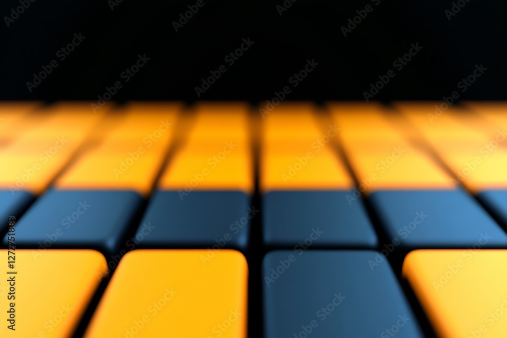 Fototapeta premium Abstract Orange Blue Cubes Deep Focus. AI Generated