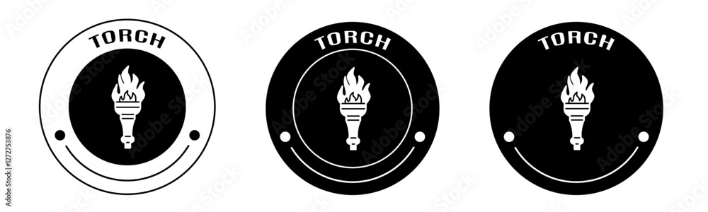 Black and white illustration of torch icon in flat. Stock vector. Black and white illustration of torch icon in flat. Stock vector.