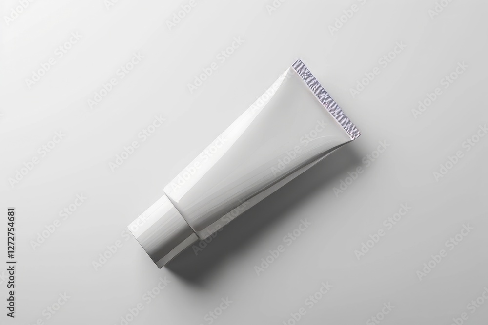 Simple Elegant White Cosmetic Tube on Minimalist Background Simple Elegant White Cosmetic Tube on Minimalist Background