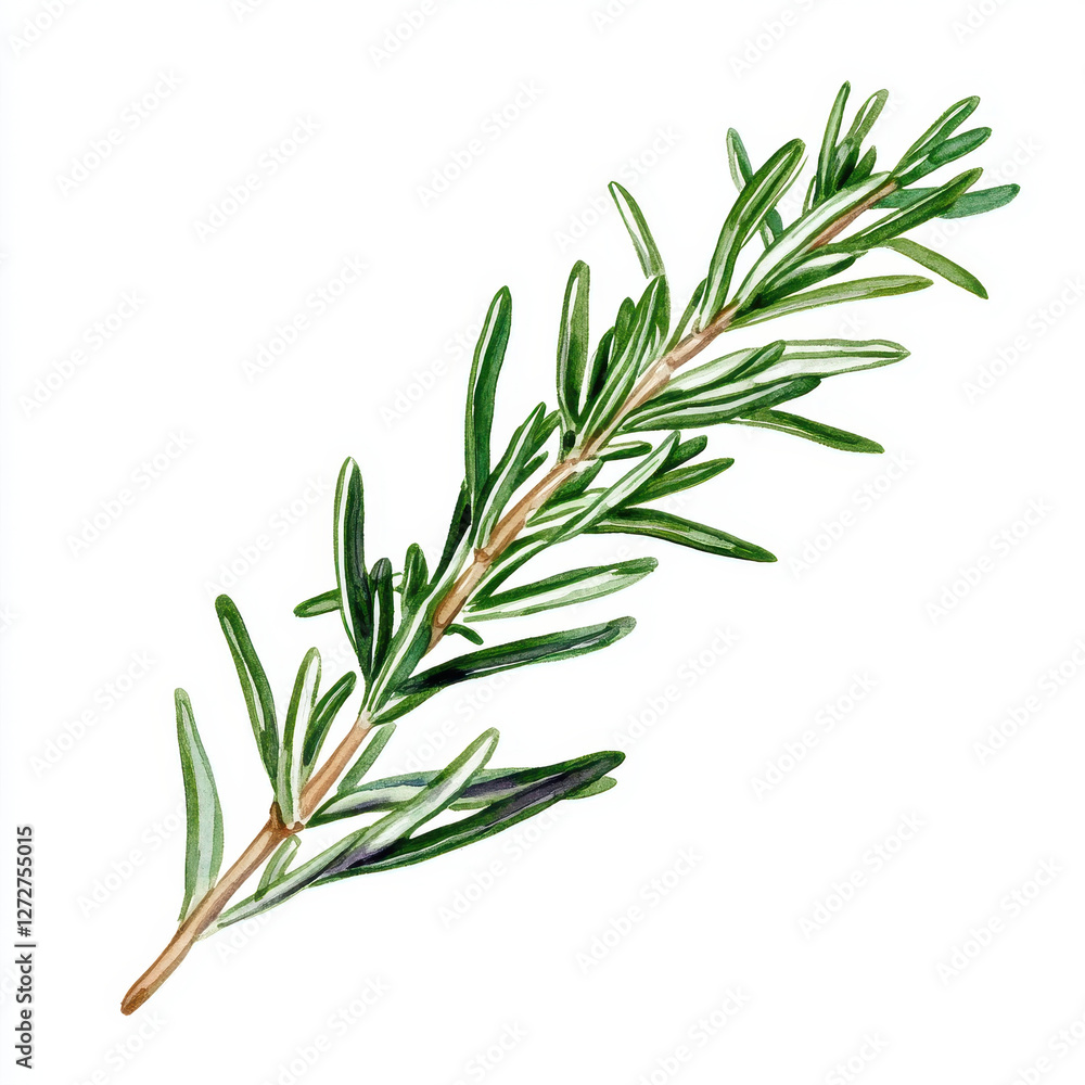 Fototapeta premium Fresh rosemary sprig, vibrant green herb, perfect for culinary use