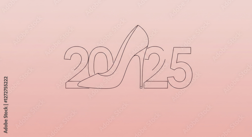 Elegant high heel shoe in 2025 year outline design Elegant high heel shoe in 2025 year outline design