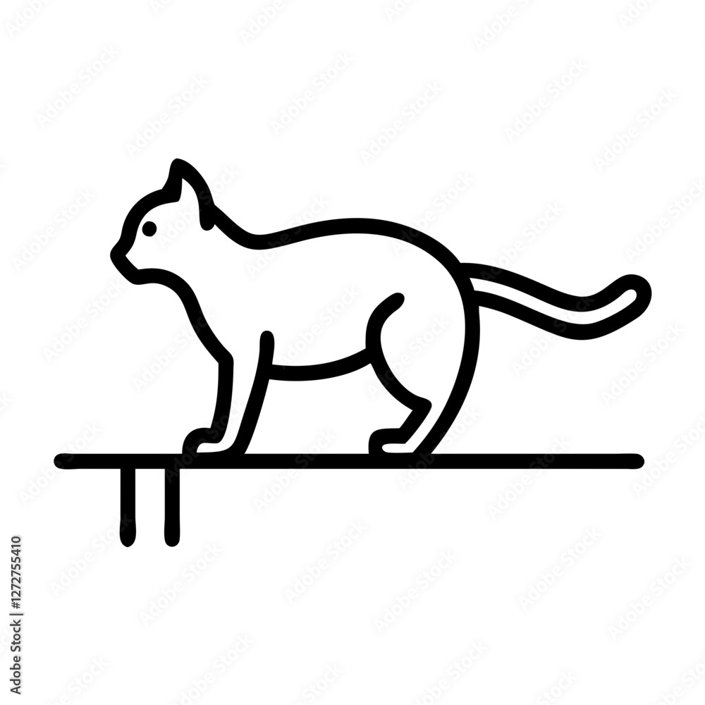 Fototapeta premium Cat standing on a surface, minimalistic line art illustration for cat-related blogs and clipart