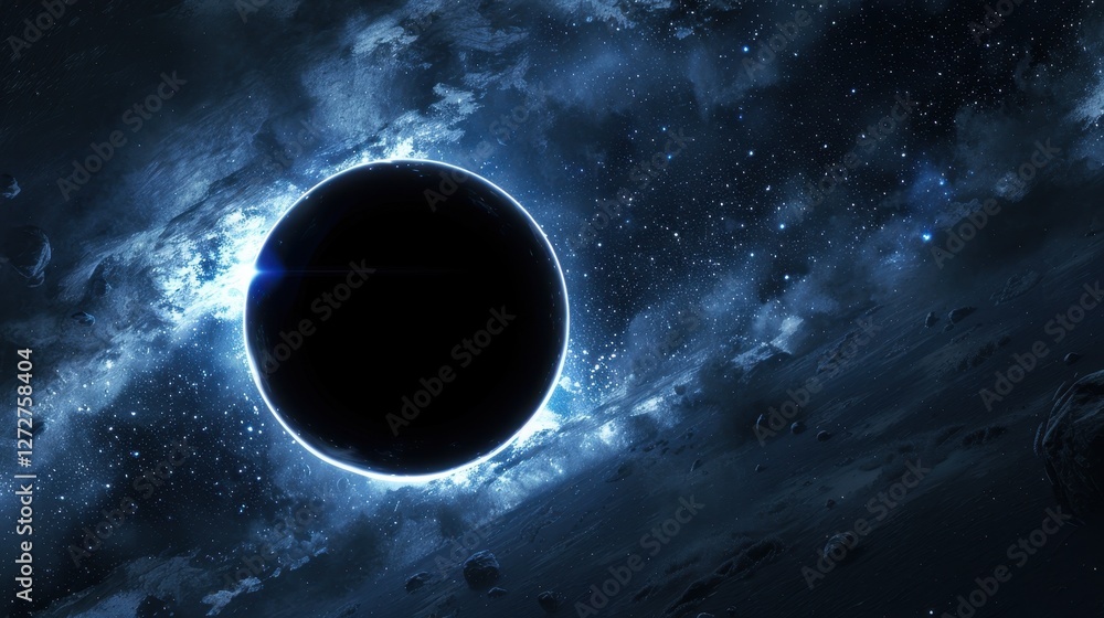 Fototapeta premium Abstract black hole with a supernova explosion nearby, Black hole abstract in the universe with a dark nebula.