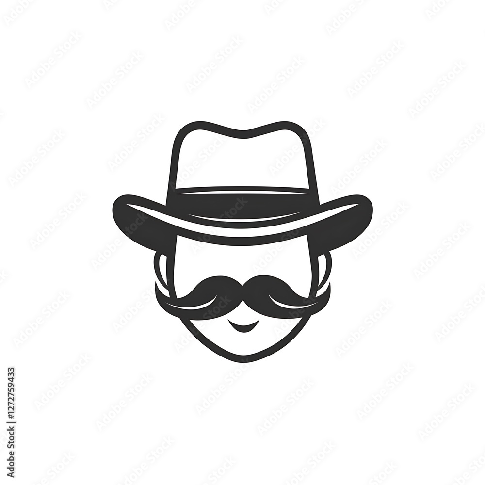 Father's Day icon with hat symbol and mustache Father's Day icon with hat symbol and mustache
