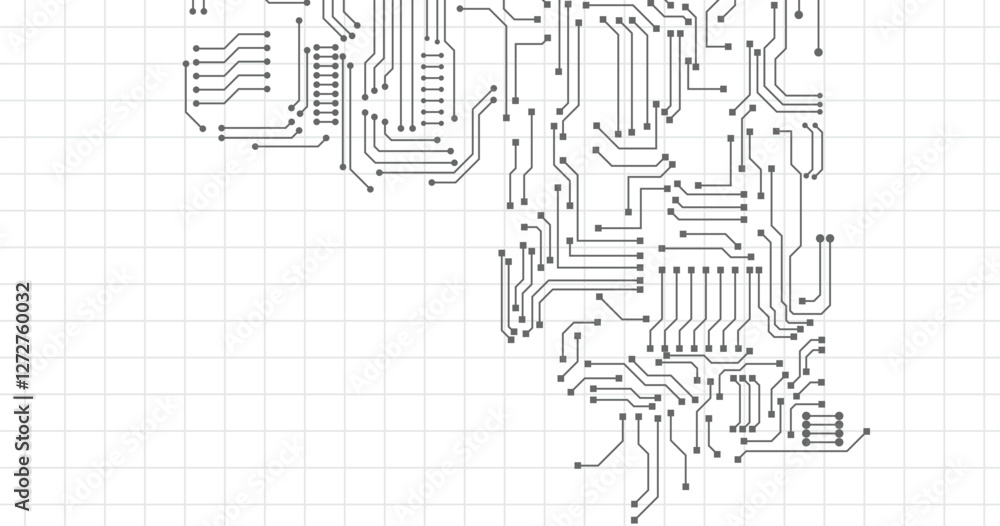Obraz premium Electronic circuit boards on a seamless white background. Digital technology circuit board background and space for your text.