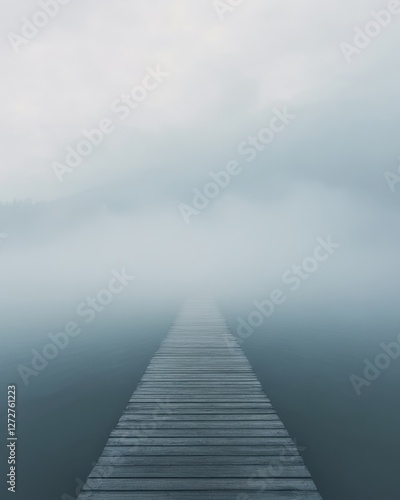 Dementia risk symbolized by a foggy morning landscape. Representing the unclear path of memory