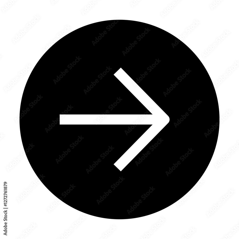 Light Arrow with Round Tip in black circle Light Arrow with Round Tip in black circle
