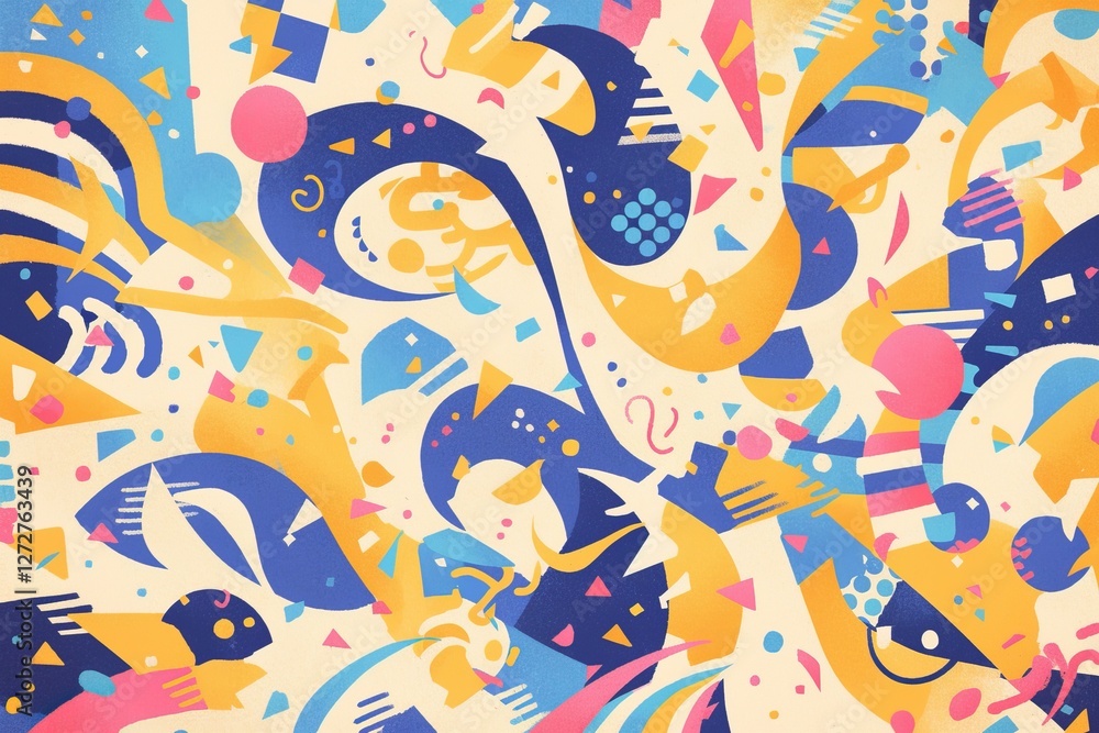 Obraz premium Abstract colorful shapes background, creative design, playful pattern, digital art