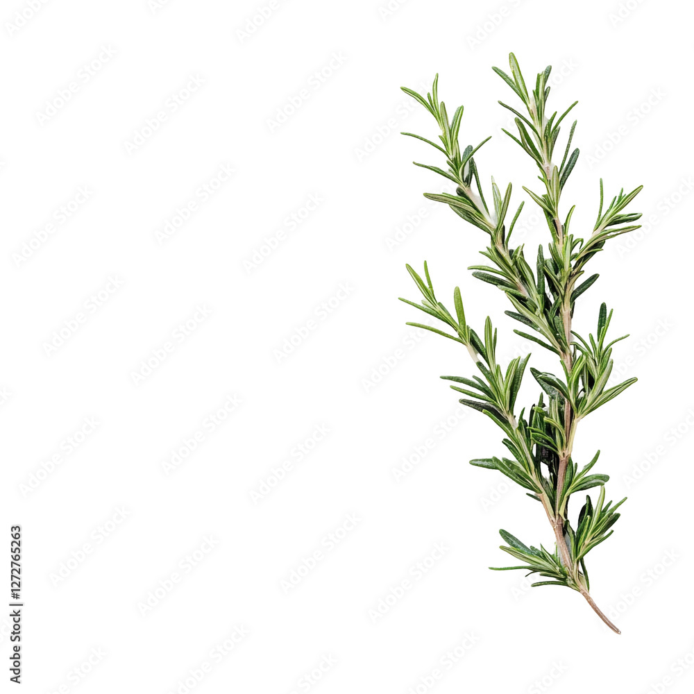 Fresh Rosemary Sprig on Black Background Culinary Herb Aromatic Plant, Fresh Rosemary Sprig on Black Background Culinary Herb Aromatic Plant,