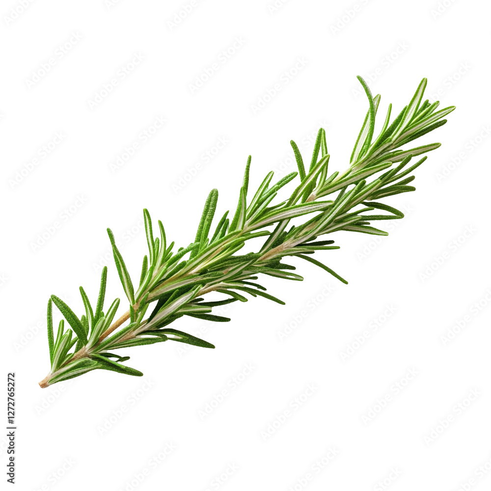 Fototapeta premium Fresh Rosemary Sprig Isolated on Black Background Culinary Herb