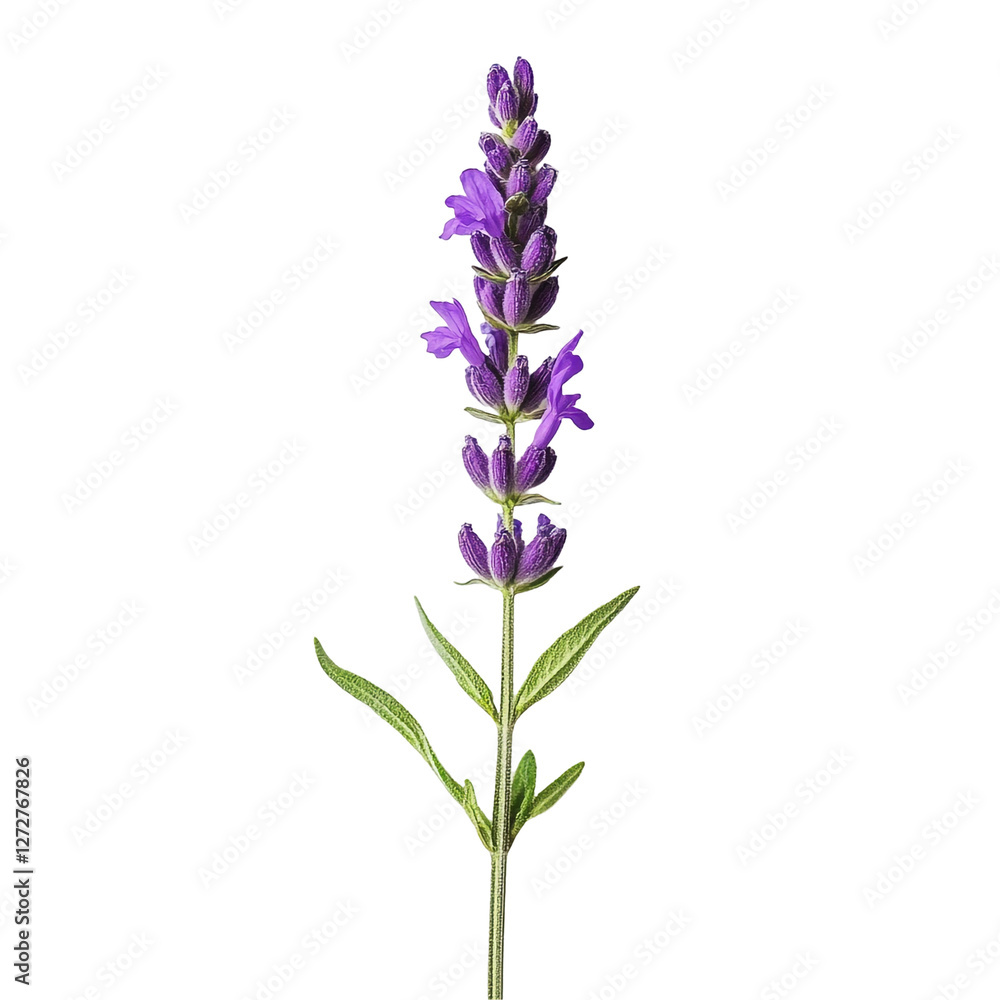 Naklejka premium Lavender sprig isolated black background purple flowers herbal plant nature botanical floral bloom aroma fragrance