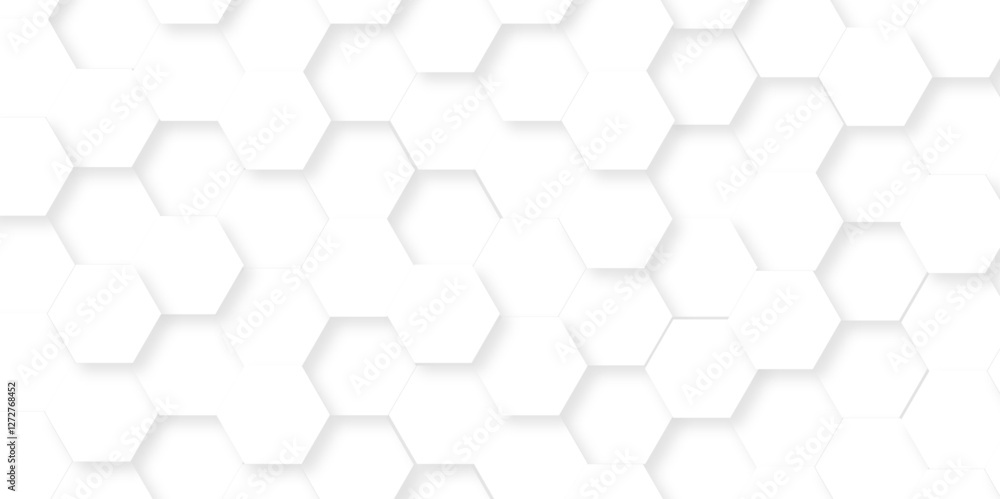 White hexagonal hexagon modern technology creative emboss light honeycomb polygonal web. abstract geometric science and mosaic tile with template texture background. White hexagonal hexagon modern technology creative emboss light honeycomb polygonal web. abstract geometric science and mosaic tile with template texture background.