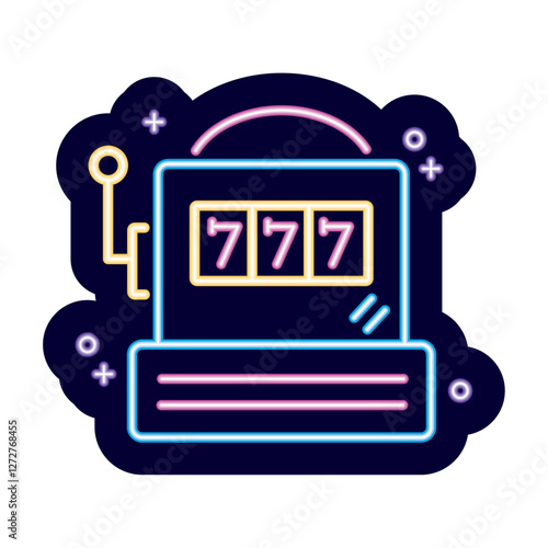 Slot machine with lucky 777 neon