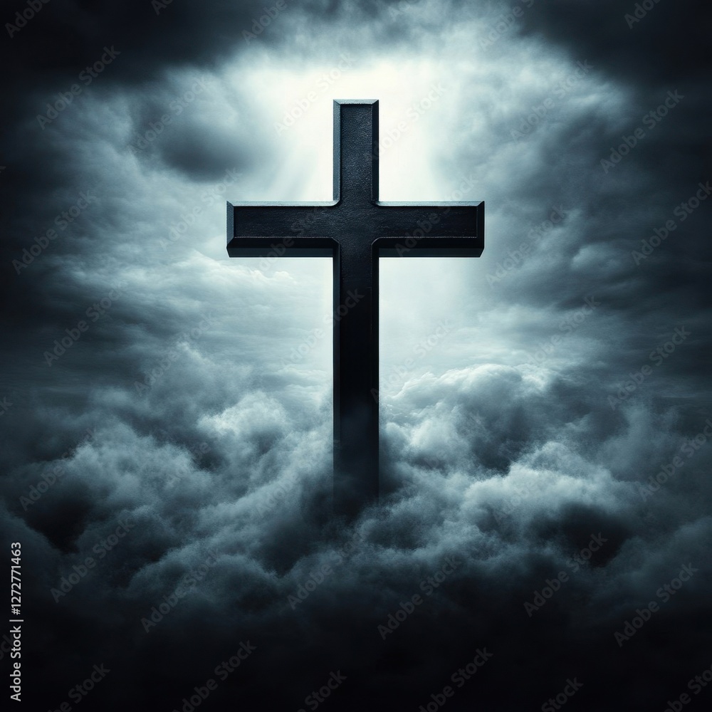 Stone Cross in Dramatic Cloudscape Stone Cross in Dramatic Cloudscape