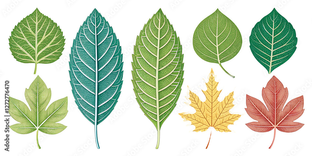 Obraz premium 8 Leaf vector set, elements for design , Leaves on White Background