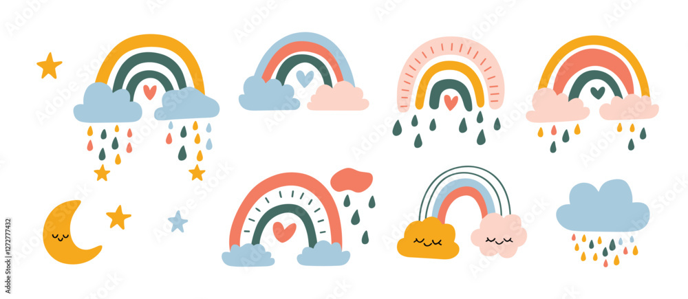Boho Rainbow Clipart Boho Rainbow Clipart