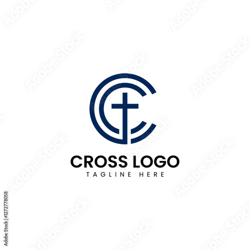 christian cross church logo initial C