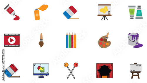 Vector icon set of arts with white background