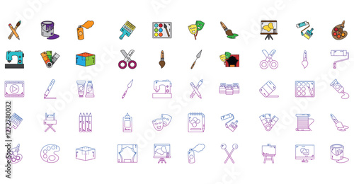 Vector icon set of arts with white background