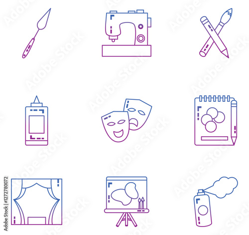Vector icon set of arts with white background