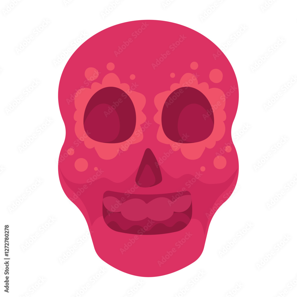 Fototapeta premium Colorful Pink Sugar Skull Vector Illustration for Day of the Dead Celebration
