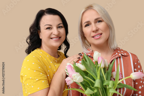 Happy mature women with bou...