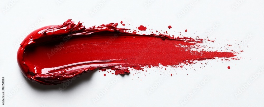Red lipstick smudge isolated on white background, close-up view Red lipstick smudge isolated on white background, close-up view