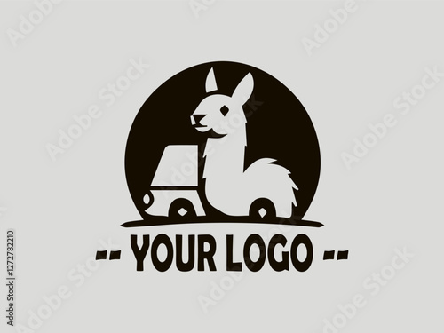 Cute funny lama cartoon driver delivery mascot vector illustration art. LLama animal driver delivery drawn logo vector