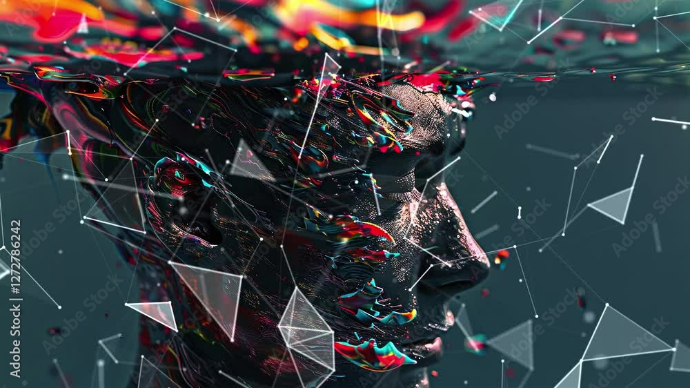 Looped Image Looped background. Face in glitch art style. Large paint strokes. Image ...