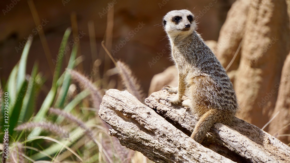 Fototapeta premium Closeup of African Meerkat on the lookout