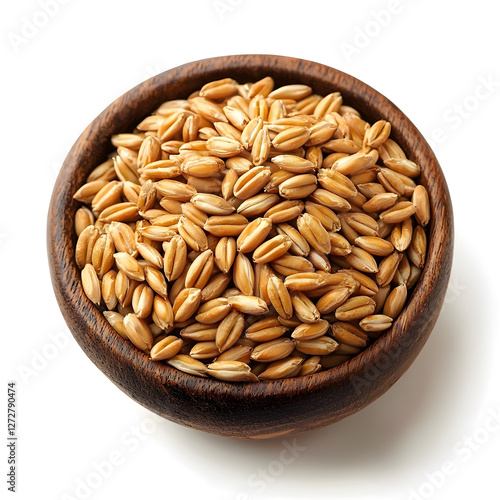 Bowl of Kamut Grain, Isolated on White photo