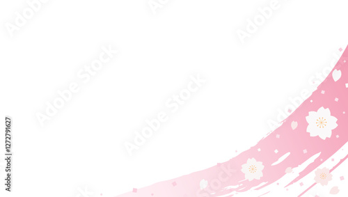 桜と筆書きのストローク、背景フレーム