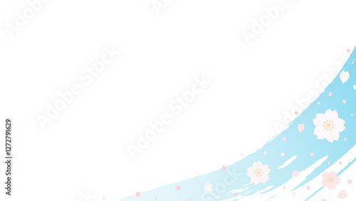 桜と筆書きのストローク、背景フレーム