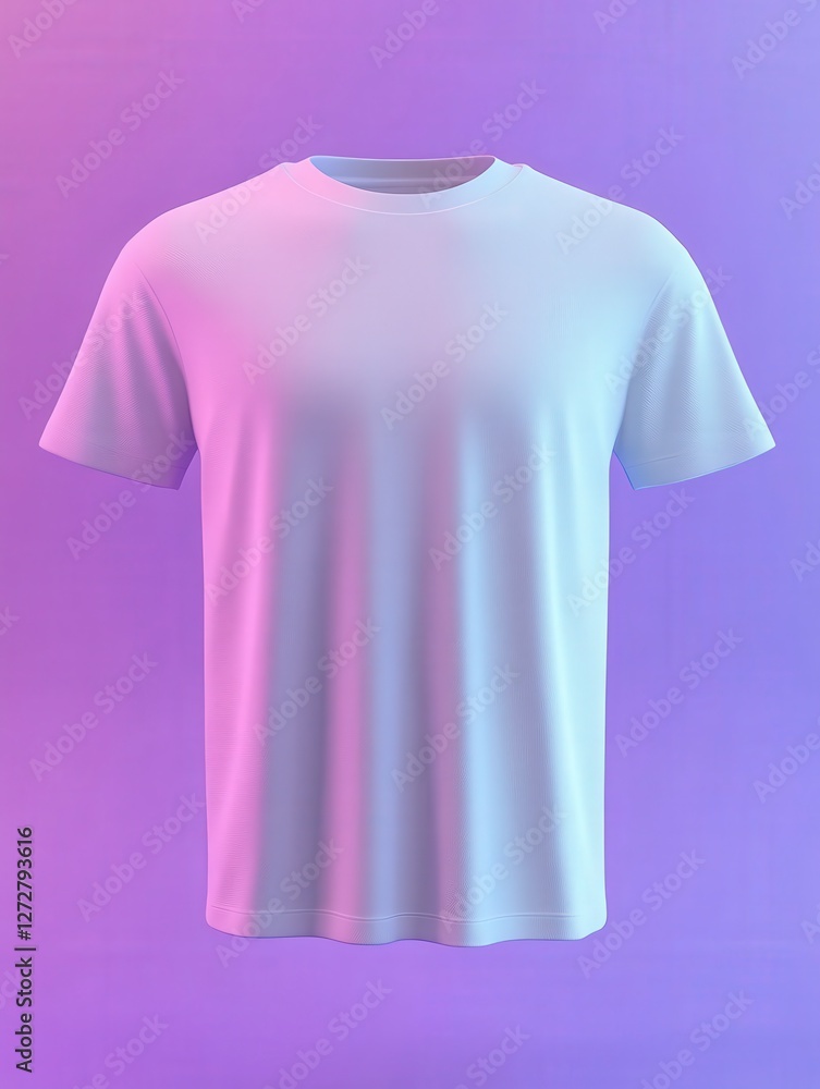 Simple T-Shirt with Smooth Fabric Texture against Colorful Background Simple T-Shirt with Smooth Fabric Texture against Colorful Background