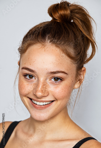 smiling young woman with fr...