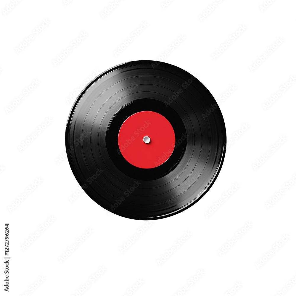 Black vinyl record red label music analog sound nostalgia Black vinyl record red label music analog sound nostalgia