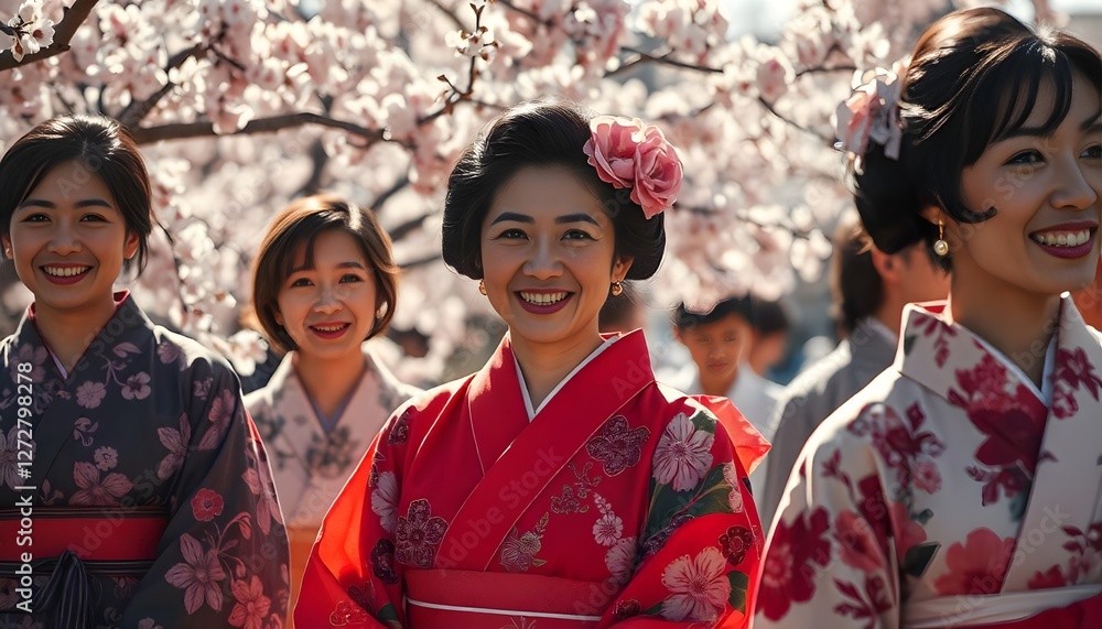 japanese women with sakura in the background japanese women with sakura in the background