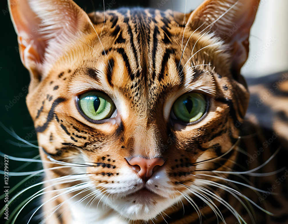 Top-Down View of a Bengal Cat with Exotic Coat Patterns