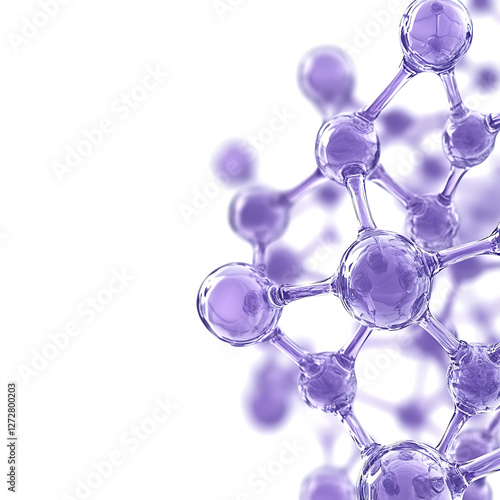 Complex Purple Molecule Structure Chemistry Science Model Interconnected Atoms and Bonds.