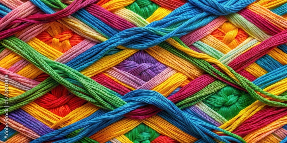 Intricate threads weaving together in a vibrant colorful pattern creating a visually striking effect, intricate pattern, thread weaving Intricate threads weaving together in a vibrant colorful pattern creating a visually striking effect, intricate pattern, thread weaving