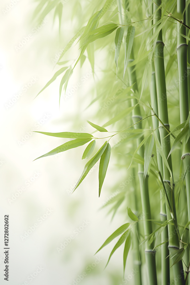 Obraz premium Digital abstract green bamboo soft dreamy tones illustration graphic poster background