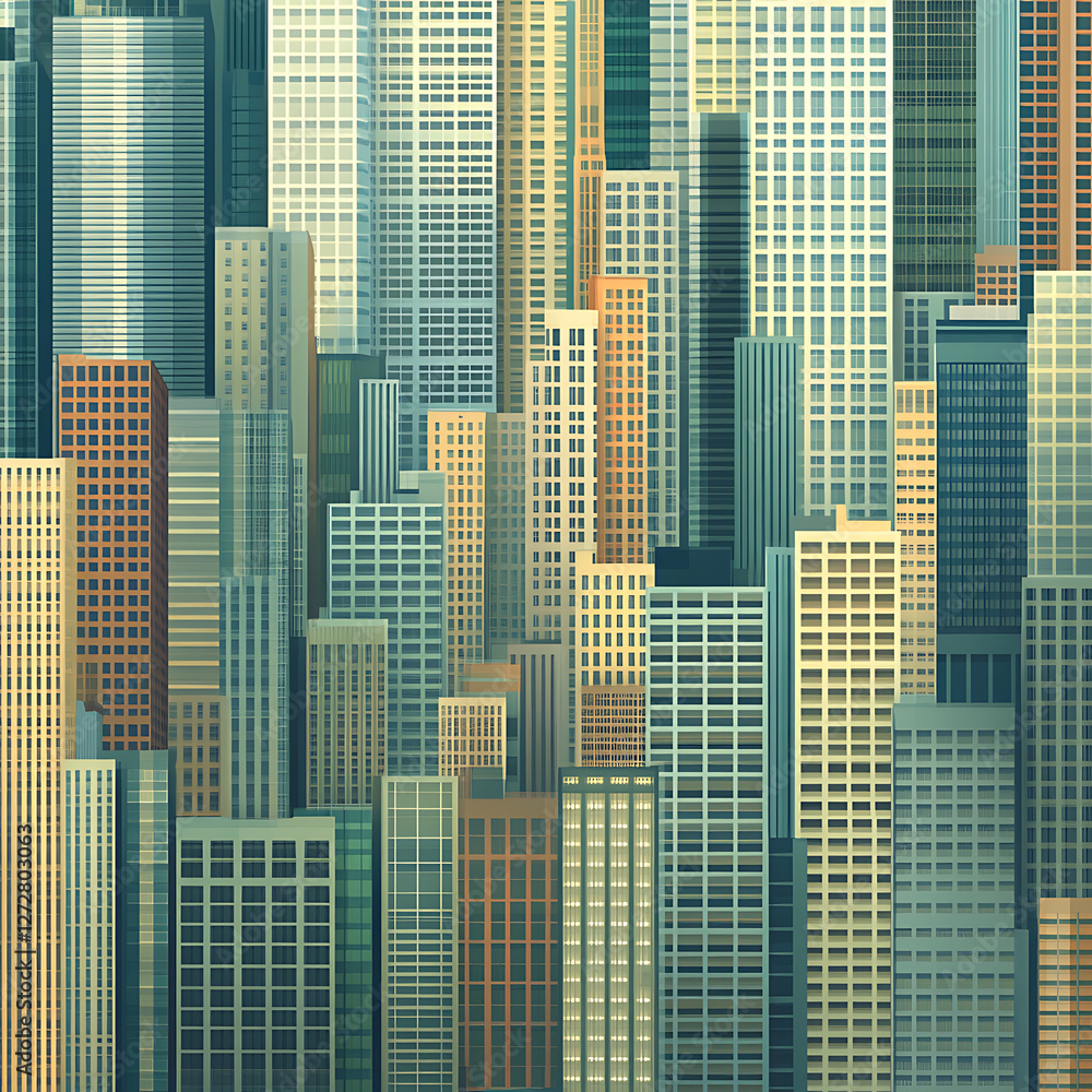 Dense Urban Metropolis Skyline Digital Illustration of a Diverse Building Landscape and Complex Design. Dense Urban Metropolis Skyline Digital Illustration of a Diverse Building Landscape and Complex Design.