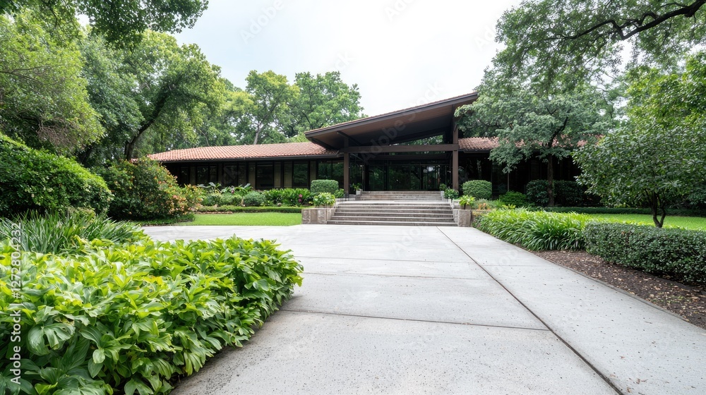 Fototapeta premium Modern House Exterior with Lush Landscaping (3)