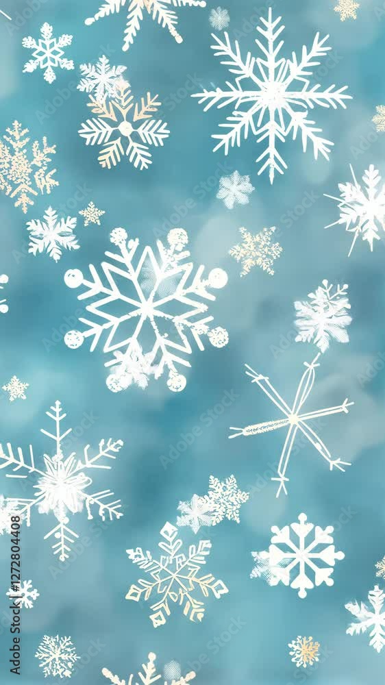Whimsical Winterscape: A delicate tapestry of snowflakes cascades against a dreamy blue backdrop, creating a serene and festive atmosphere. Whimsical Winterscape: A delicate tapestry of snowflakes cascades against a dreamy blue backdrop, creating a serene and festive atmosphere.